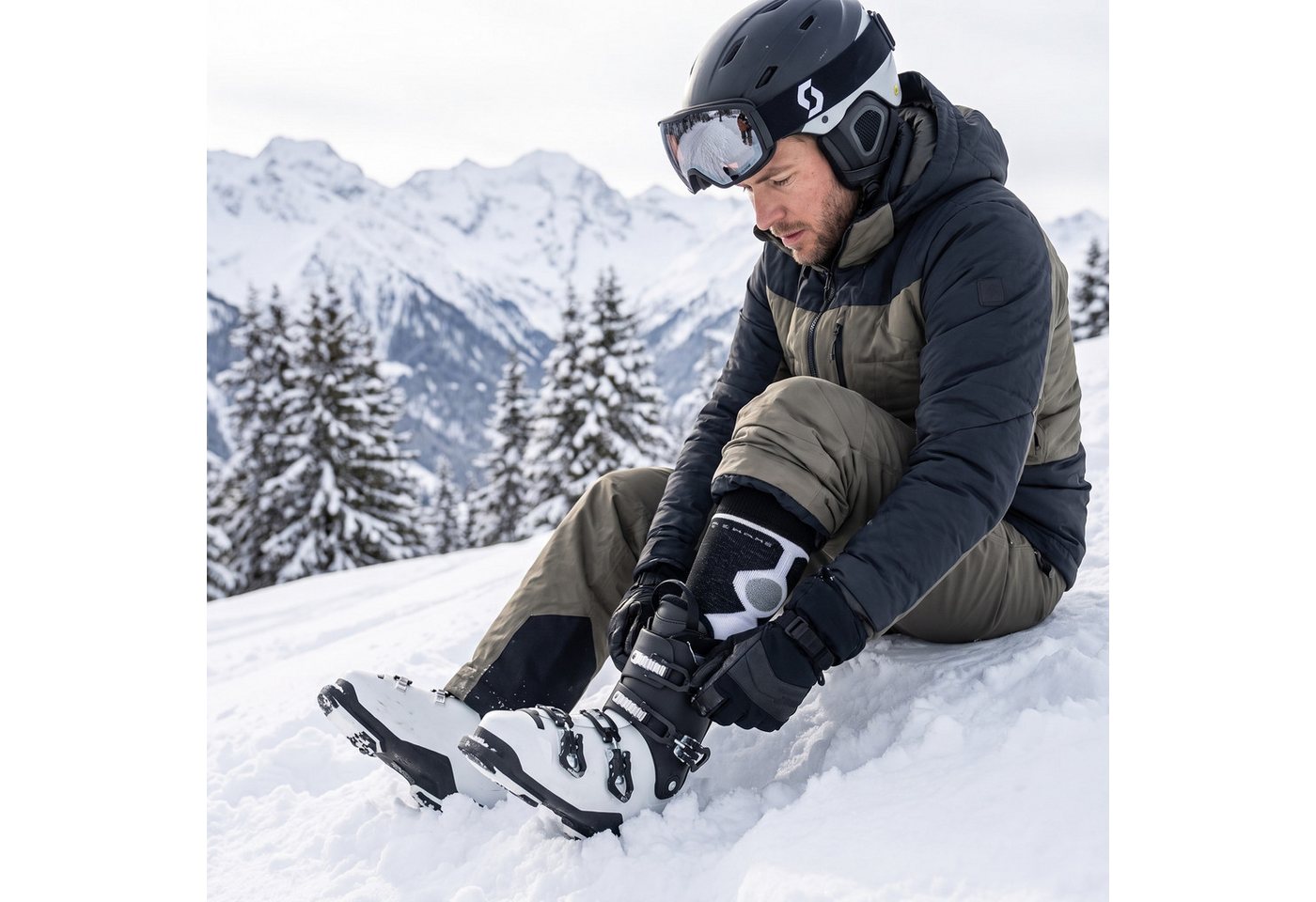 Black Snake Skisocken Thermo-Funktionssocken mit Wollanteil für Damen und Herren beim Ski (Skisocken-Set, 2-Paar, für Ski & Snowboard) mit Komfortpolsterung und atmungsaktiver Klimasohle für sicheren Halt Bild 2