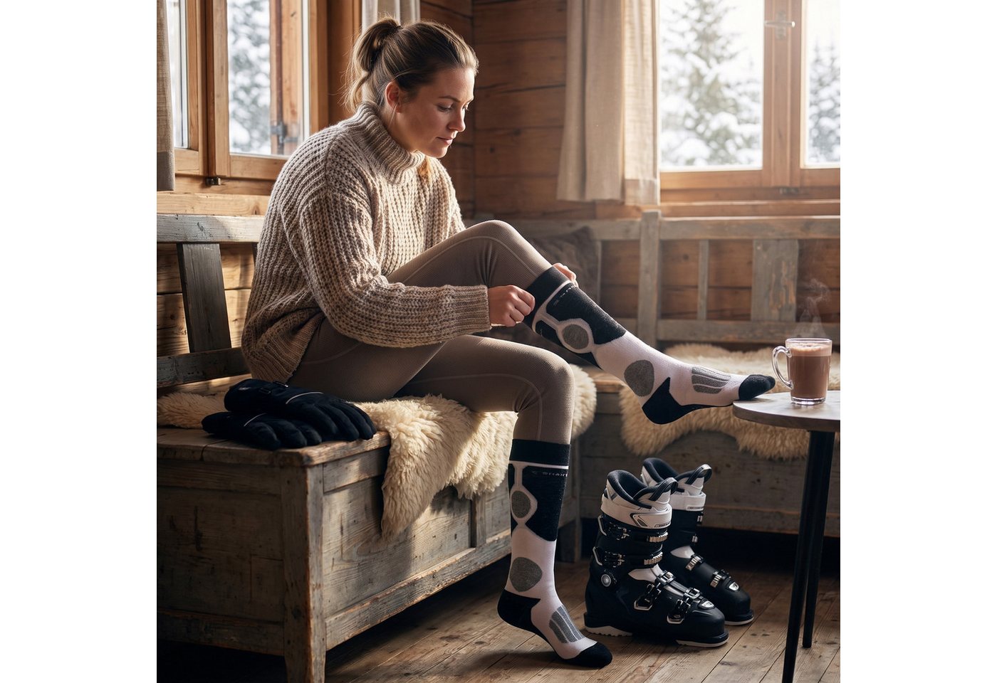 Black Snake Skisocken Thermo-Funktionssocken mit Wollanteil für Damen und Herren beim Ski (Skisocken-Set, 2-Paar, für Ski & Snowboard) mit Komfortpolsterung und atmungsaktiver Klimasohle für sicheren Halt Bild 3
