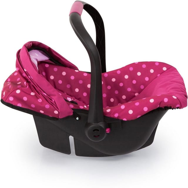 Bayer Design Deluxe Car Seat with Canopy for Dolls - Rose w/ dots