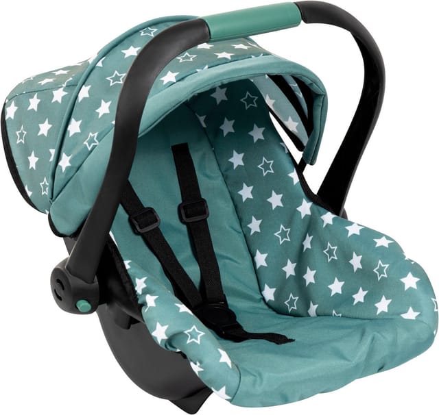 Bayer Design Deluxe Car Seat with Canopy for Dolls - Green w/ Stars