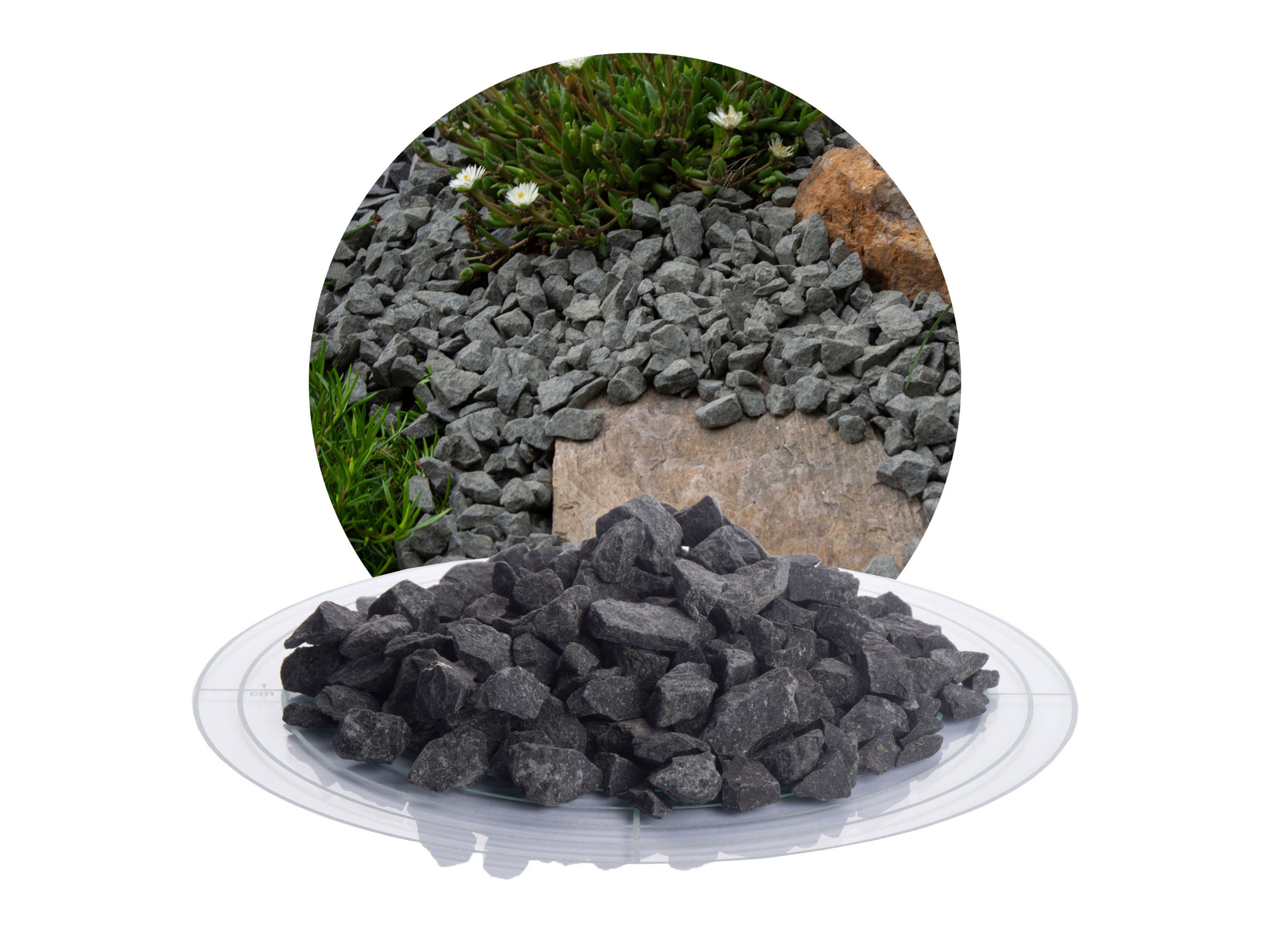 SCHICKER MINERAL Basalt Ziersplitt (8-16 mm, 1000 kg BigBag, Anthrazit)