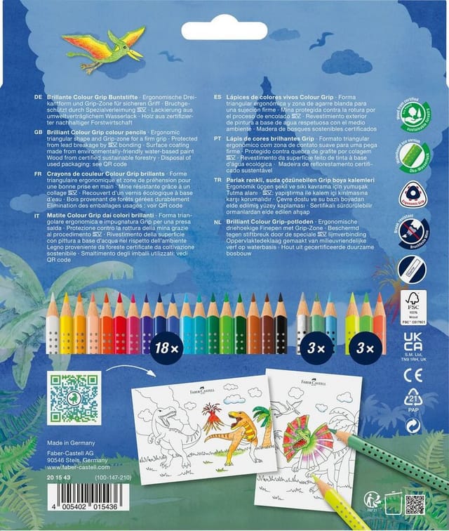 Faber-Castell Buntstift Colour Grip Dino 18+6