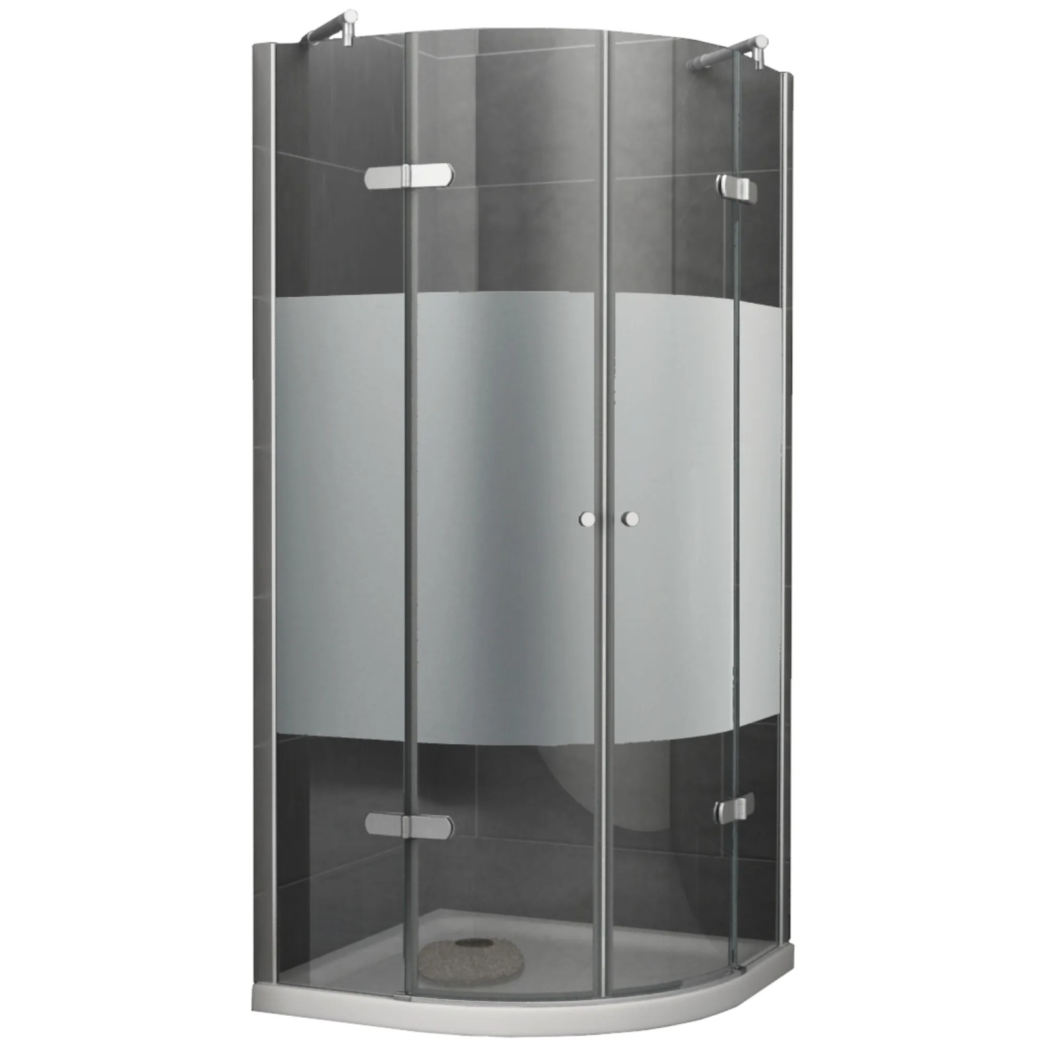 Dein Bau Projekt Dusche Eck-Viertelkreis Teilsatiniert 80 x 190 x 80 cm o. Wanne