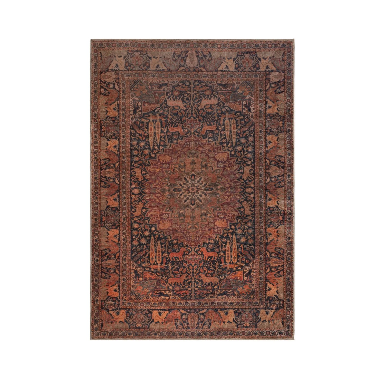 Flair Rugs Vintageteppich Nico Global 190 cm x 290 cm Rot-Blau