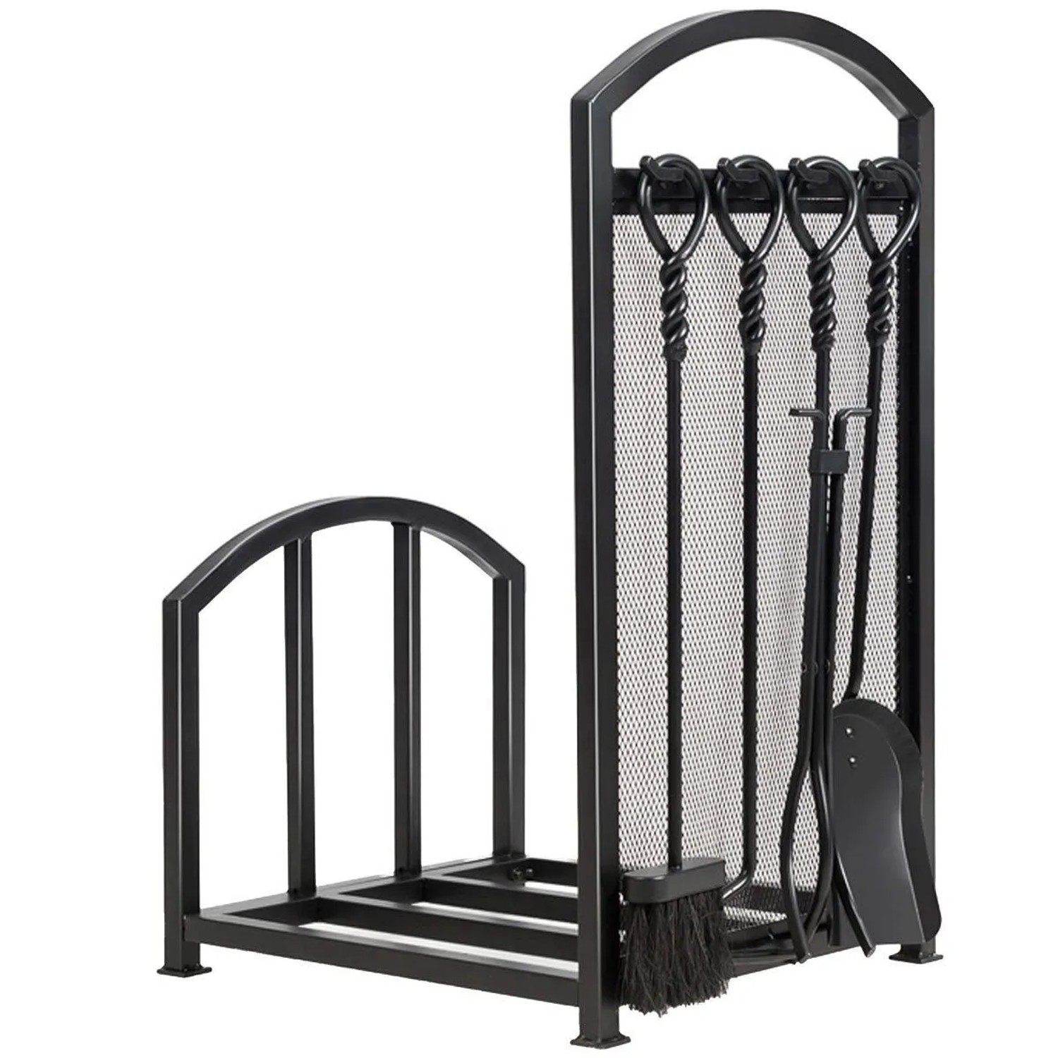 Costway Kaminholzregal mit 4 Kaminwerkzeug Kaminholzständer Metall