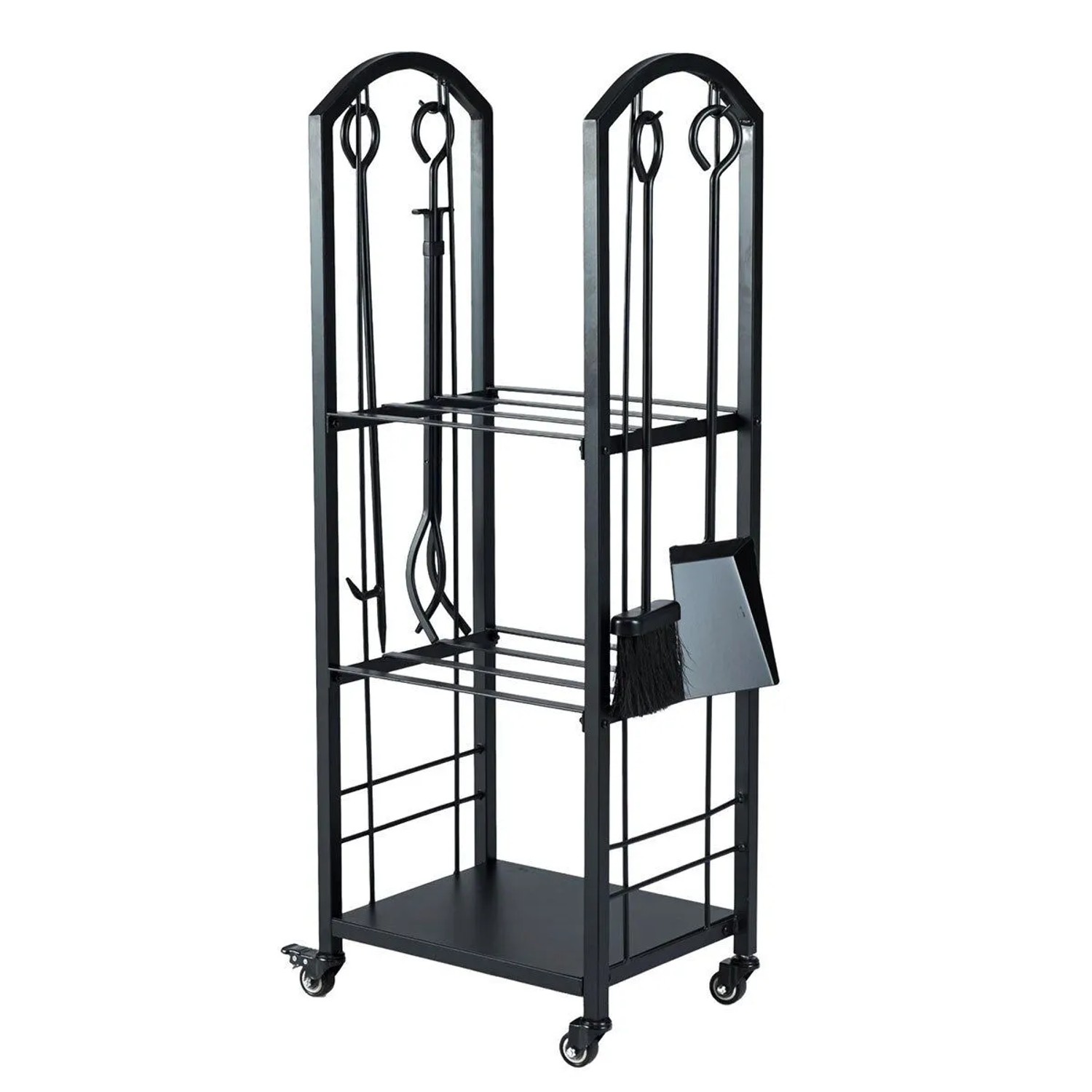 Costway Kaminholzregal mit Rollen mit 3 Ebenen 40 x 30 x 108 cm