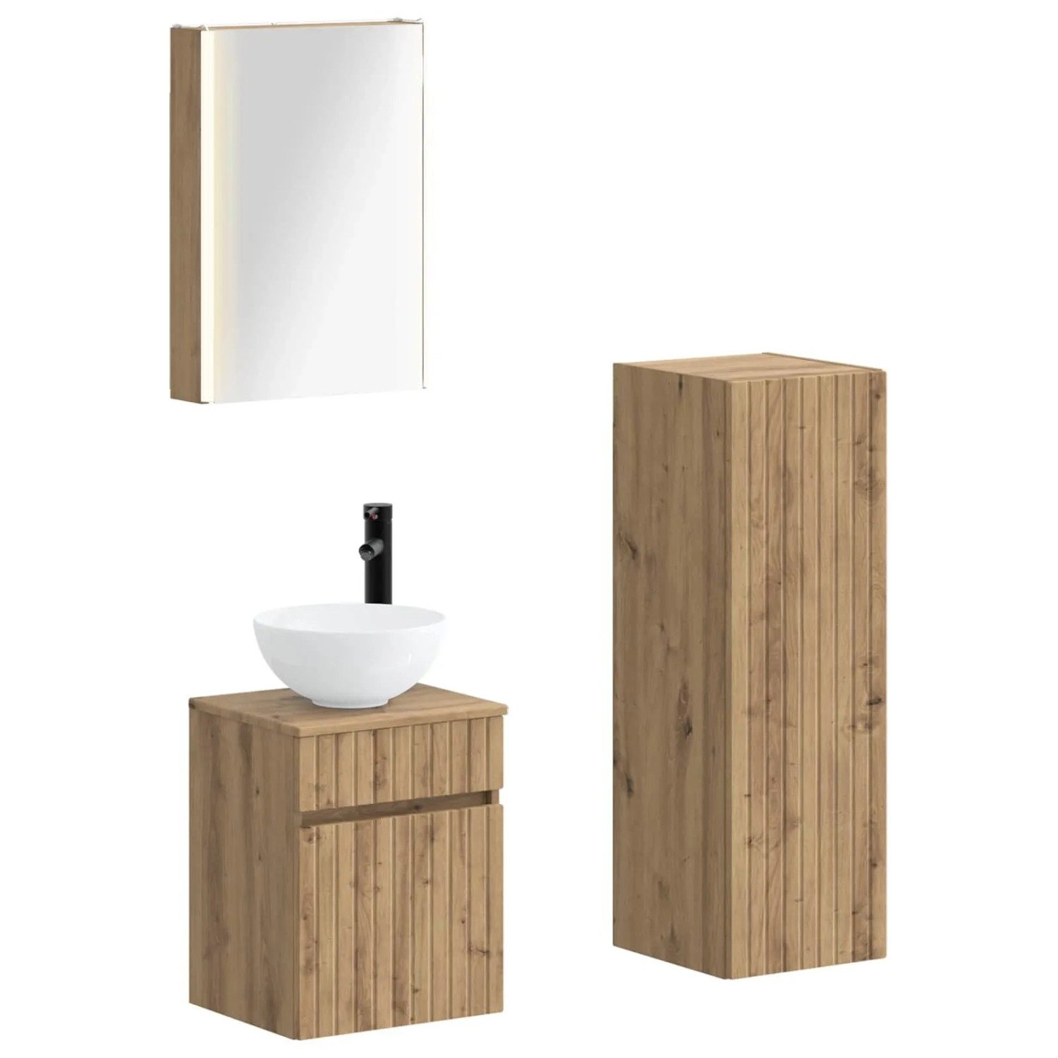vidaXL Badezimmermöbel-Set 4-Tlg Artisan-Eiche Ingenieurholz und Glas 3407478