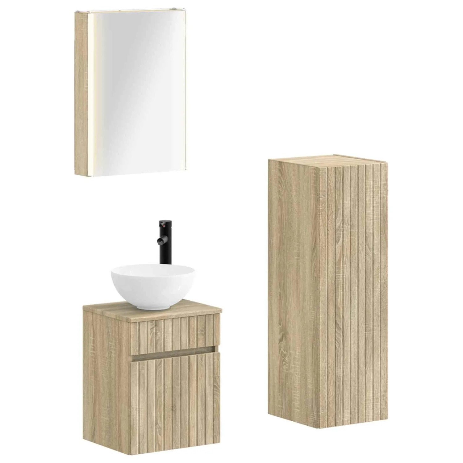 vidaXL Badezimmermöbel-Set 4-Tlg Sonoma-Eiche Ingenieurholz und Glas 3407473