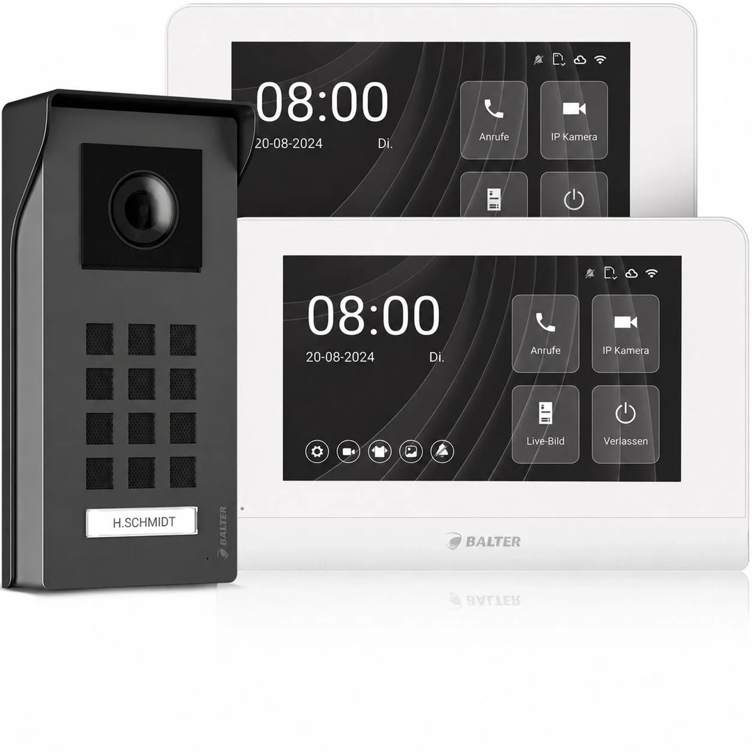 Balter Entri M Video Türklingel mit App Komplettset für Einfamilienhaus mit 2x 7 Zoll Monitor Aufputz