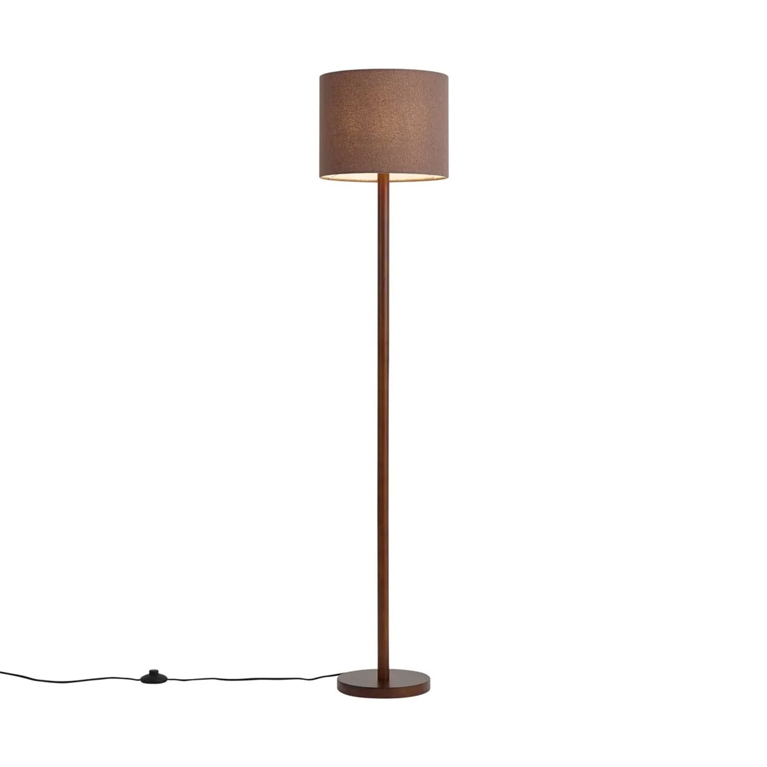QAZQA Japandi Stehleuchte Nussbaumholz mit Braunem Leinenschirm 151 cm Mels