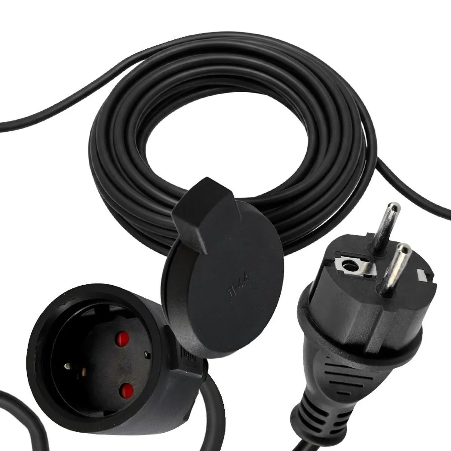 HOROZ Verlängerungskabel 25 m 3x1,5 mm² IP44 Schwarz mit Uni Schuko 2.000 W