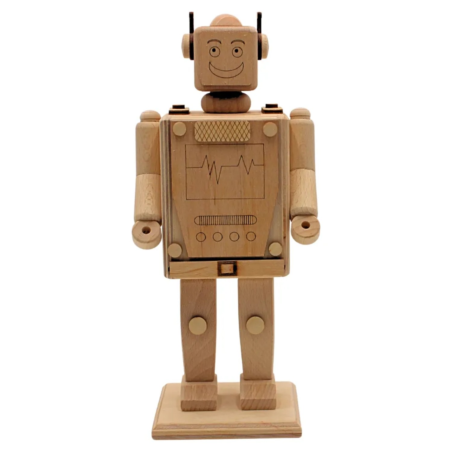 Dekohelden24 Holz Spardose Roboter Roboterspardose Sparfigur Spardose Sparbüchse Spardose Sparschwein zum Bemalen L/B/H 10 x 10 x 28 cm