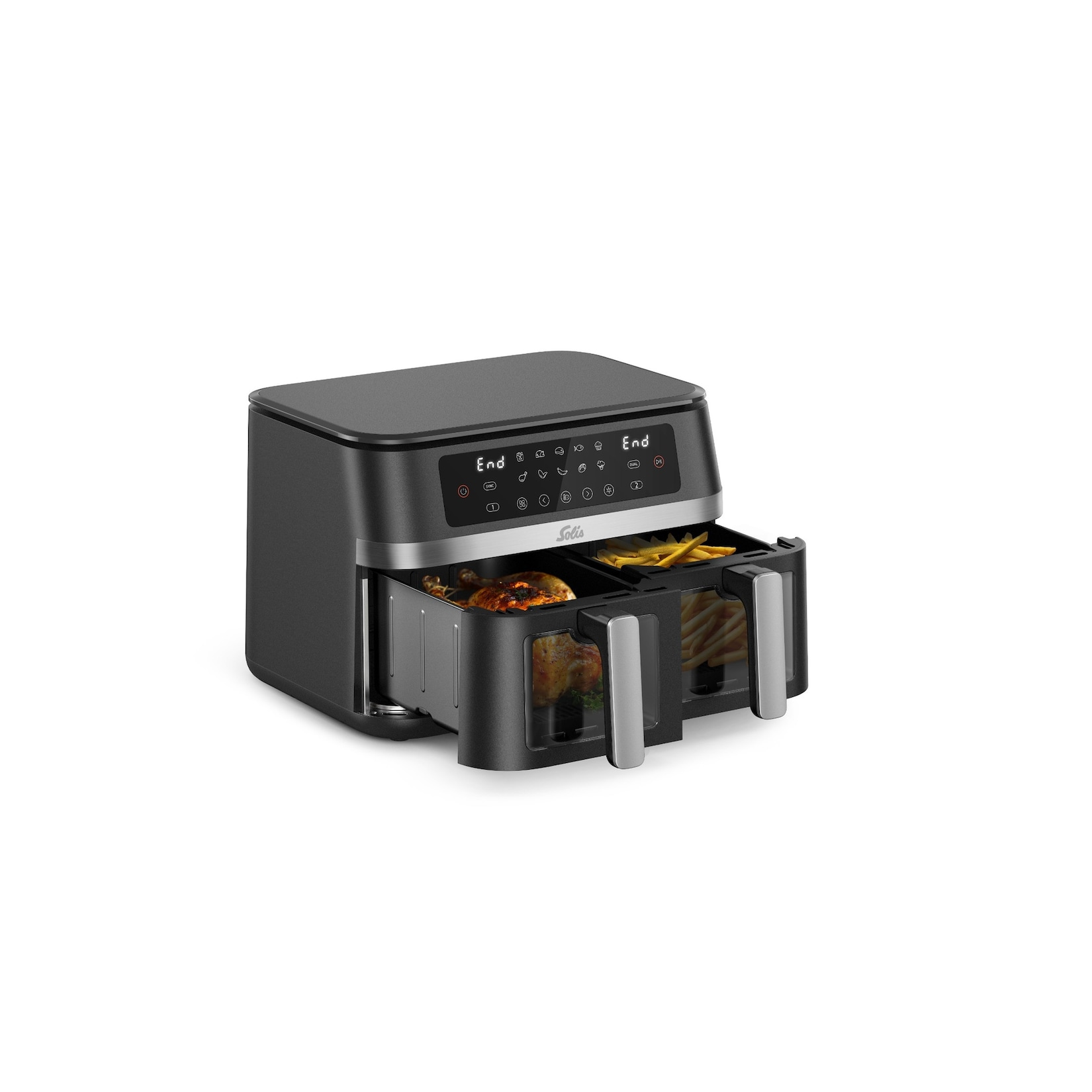 Solis Solis Air Fryer Duo Heißluftfritteuse mit 2 Kammern & 11 L Volumen