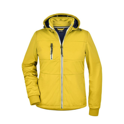 Damen Softshelljacke maritim JN1077, sonnen-gelb/navy-blau/weiß, Größe XL