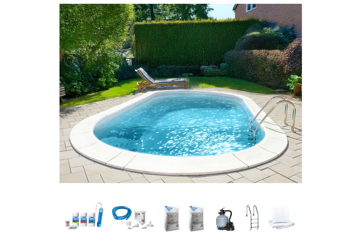 my POOL BWT Ovalpool PREMIUM mit sandfarbener Innenfolie (Komplett-Set, 7-tlg), Höhe: 150 cm, in verschiedenen Größen Bild 3