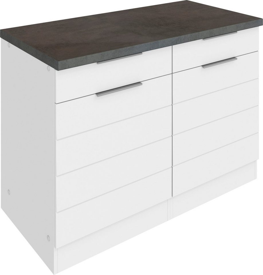 KOCHSTATION Unterschrank KS-Luhe 120 cm breit, für viel Stauraum, MDF-Fronten mit waagerechter Lisene