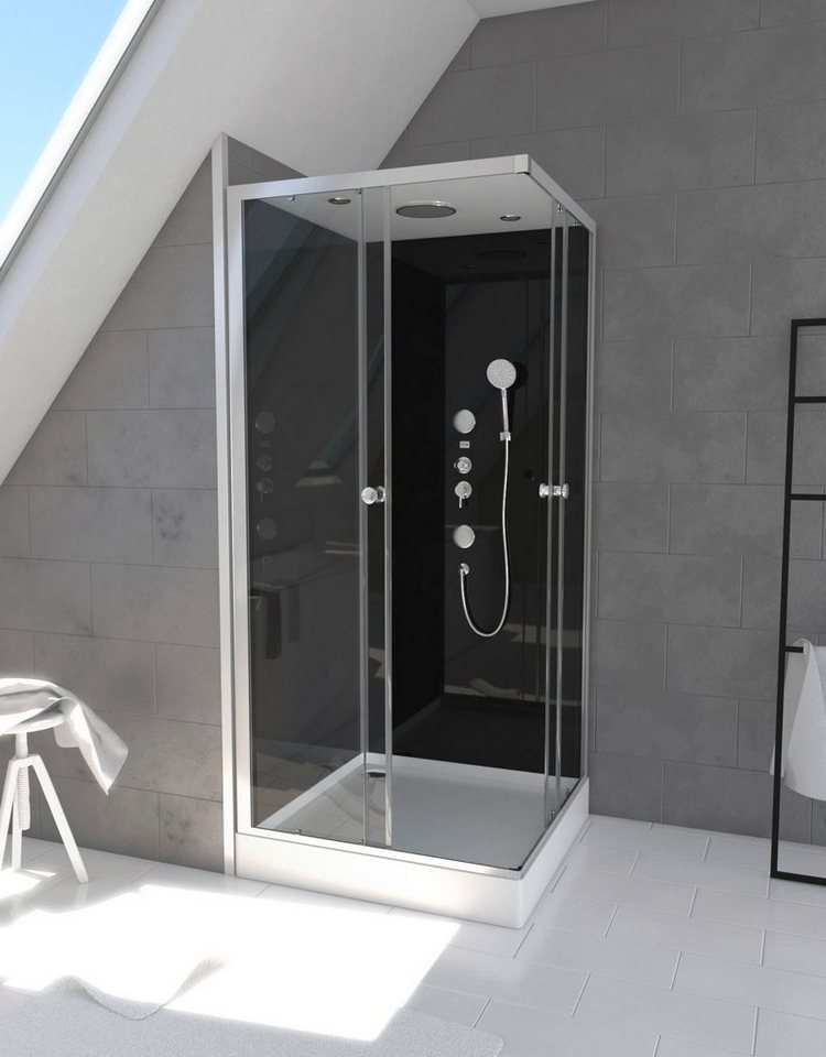 Marwell Komplettdusche Black Suqare, BxT: 90x90 cm, Einscheibensicherheitsglas, Komplett-Set, 90 x 90 x 210 cm - Eckdusche Bild 4