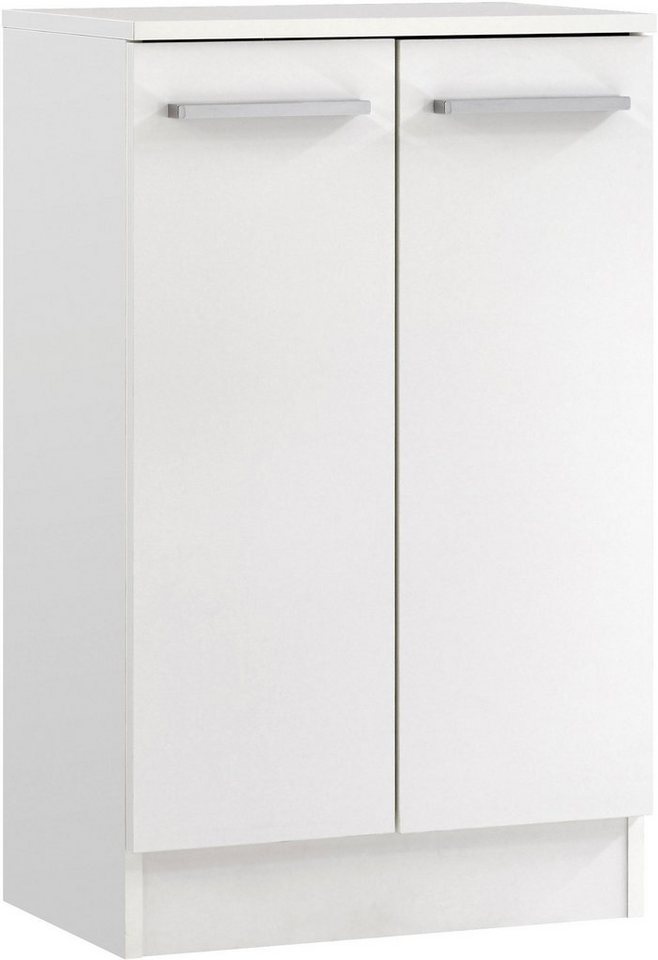 Saphir Unterschrank Quickset 335 Badschrank, 2 Türen, 1 Einlegeboden, 50 cm breit Badezimmer-Unterschrank, Weiß Glanz, Griffe in Chrom Glanz Bild 2