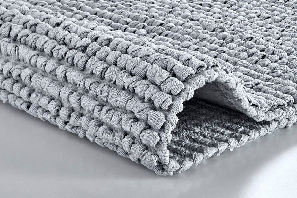 Kleine Wolke Badematte Brava, Badvorleger, Badezimmer Teppich, Höhe 15 mm, beidseitig nutzbar, fußbodenheizungsgeeignet, Baumwolle, rechteckig, Badteppich, Uni Farben, dicke Schlaufen, handgewebt