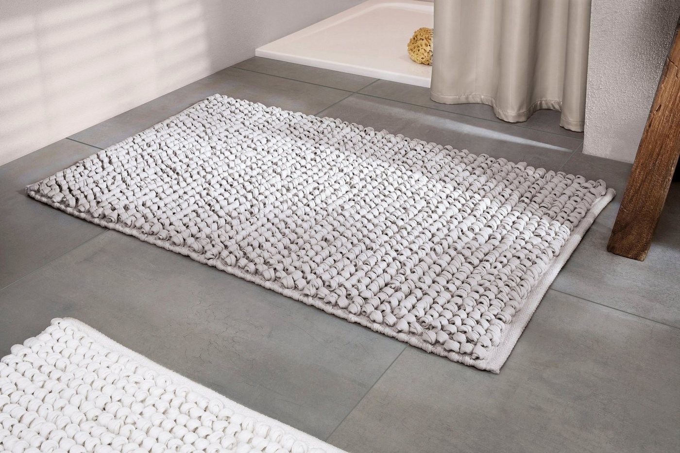 Kleine Wolke Badematte Brava, Badvorleger, Badezimmer Teppich, Höhe 15 mm, beidseitig nutzbar, fußbodenheizungsgeeignet, Baumwolle, rechteckig, Badteppich, Uni Farben, dicke Schlaufen, handgewebt Bild 5