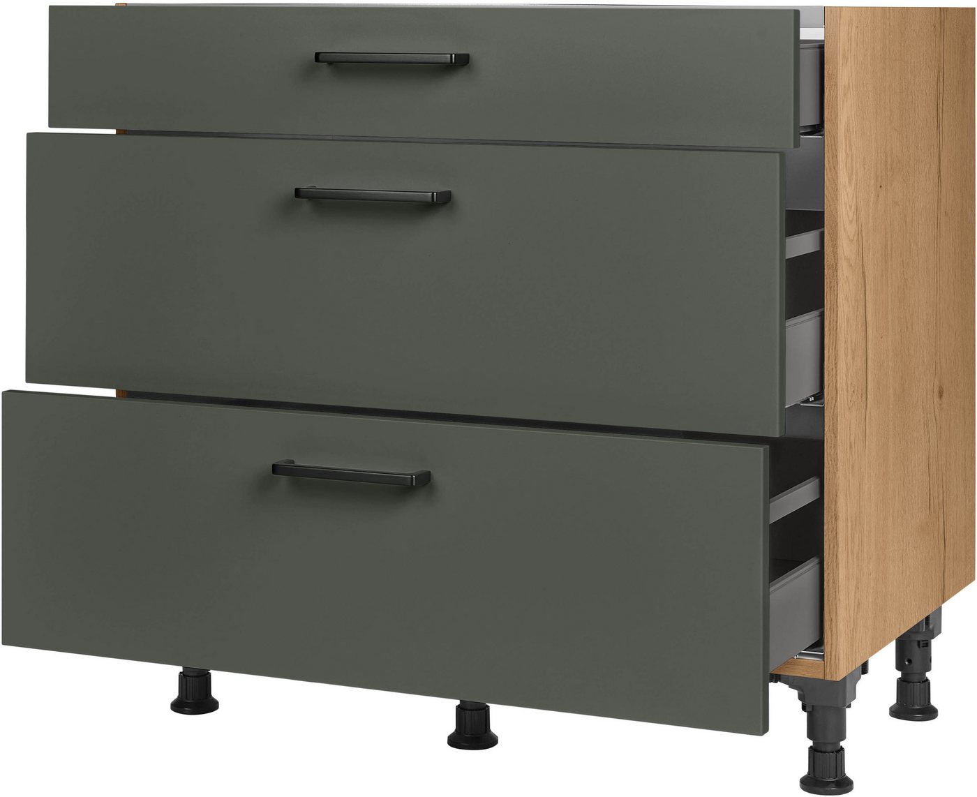 nobilia® Kochfeldumbauschrank "Easytouch", vormontiert, mit Schubkasten und Auszügen, in den Breiten 60 und 90 cm Bild 2