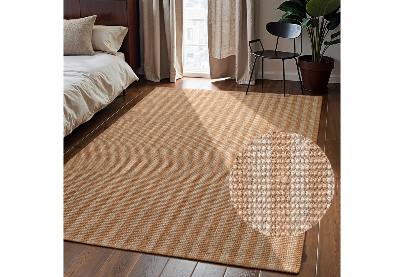 ELLE DECORATION Teppich Juteteppich Amber, rechteckig, Höhe: 10 mm, Jute, Natur, Wohnzimmer, Esszimmer, Schlafzimmer, Flur, Modern, Boho