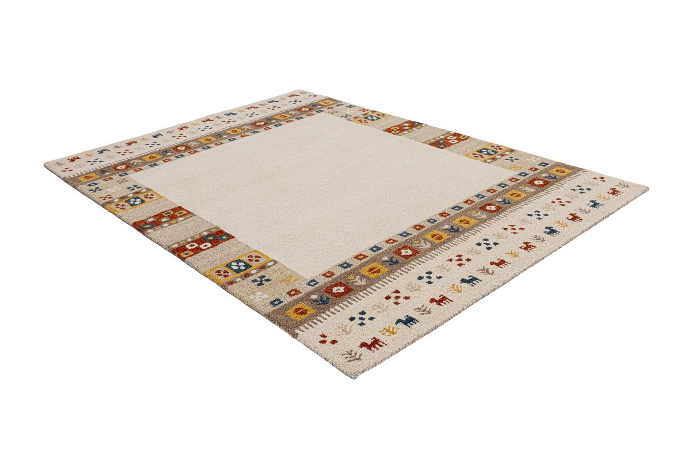 THEKO Wollteppich Gabbeh Rahmen, reine Wolle, Handgefertigt, mit Bordüre, rechteckig, Höhe: 14 mm, Tiermotiv, Wohnzimmer, Schlafzimmer, Esszimmer Bild 2