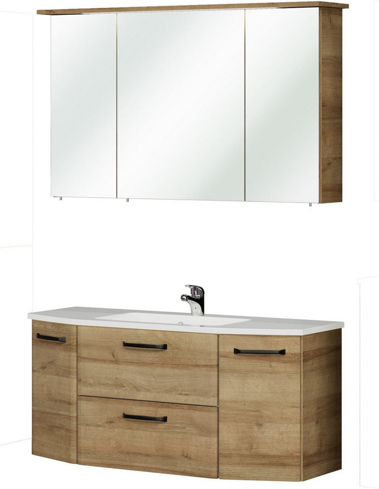 Saphir Badmöbel-Set Quickset 318, mit Türdämpfer, (3-St), Badezimmer-Set mit Mineralmarmorwaschtisch und Spiegelschrank Bild 2