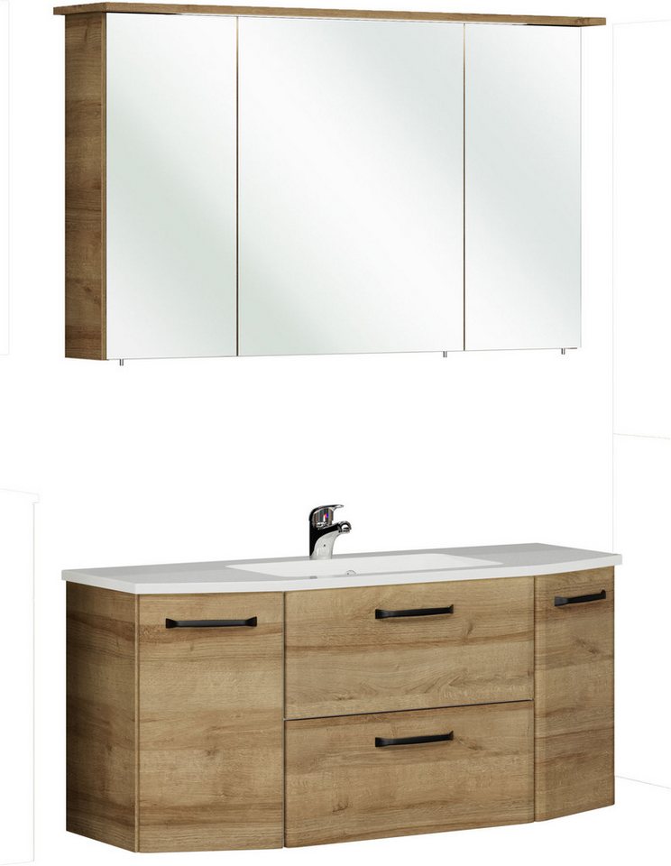 Saphir Badmöbel-Set Quickset 318, mit Türdämpfer, (3-St), Badezimmer-Set mit Mineralmarmorwaschtisch und Spiegelschrank Bild 4