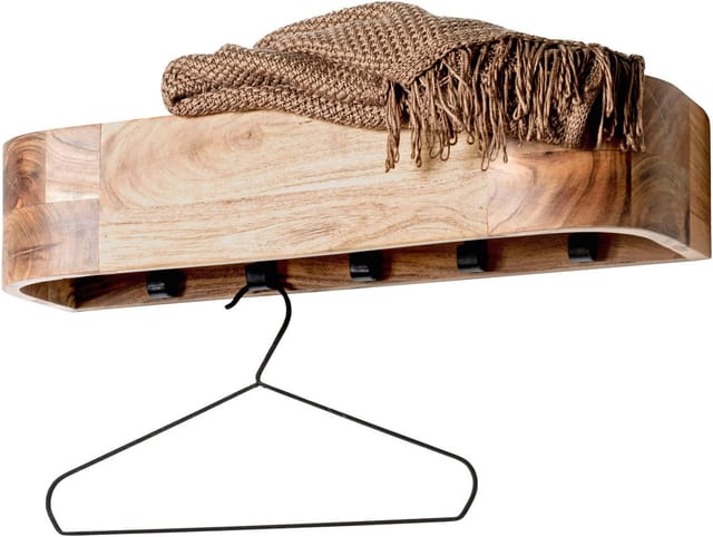 HAKU Wandgarderobe (1 St), rechteckig - aus Massivholz Braun - B/T/H 60/20/13 cm