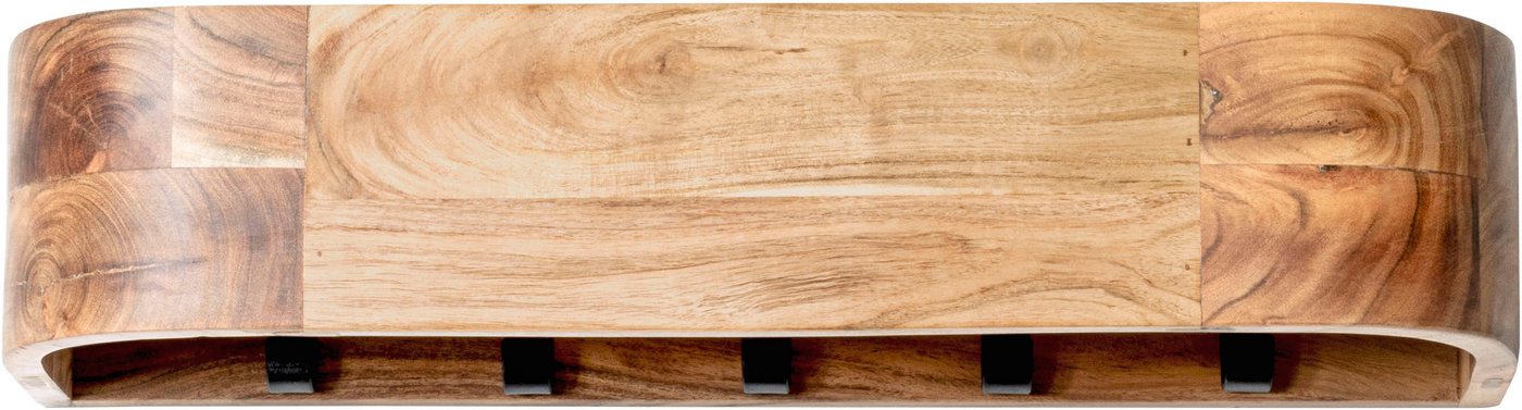HAKU Wandgarderobe (1 St), rechteckig - aus Massivholz Braun - B/T/H 60/20/13 cm Bild 4