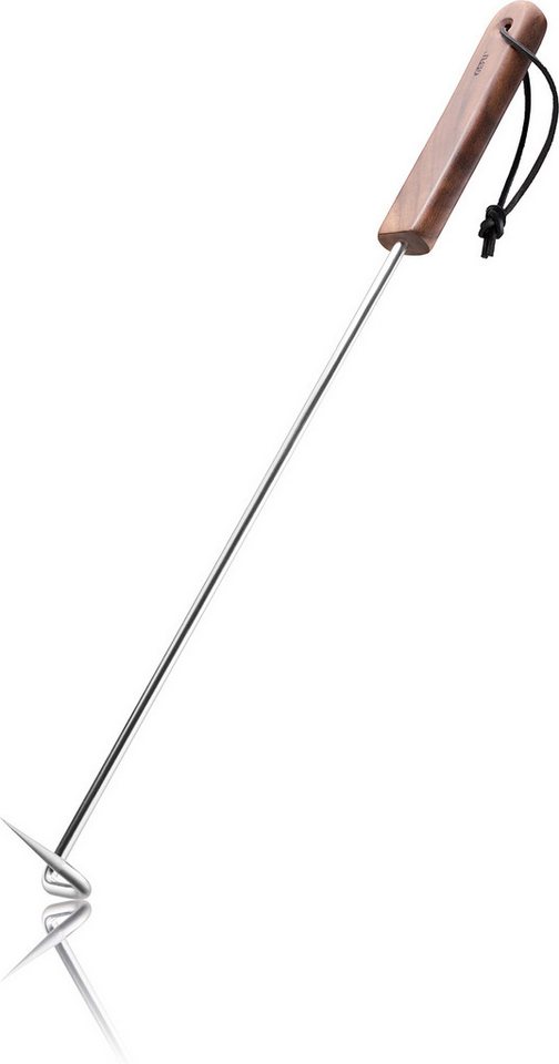 GEFU Grillbesteck-Set Wendehaken SPARO, Edelstahlhaken, (1 tlg), 2-in-1-Fuktion, Aufhängeschlaufe, ergonomischer Walnussgriff