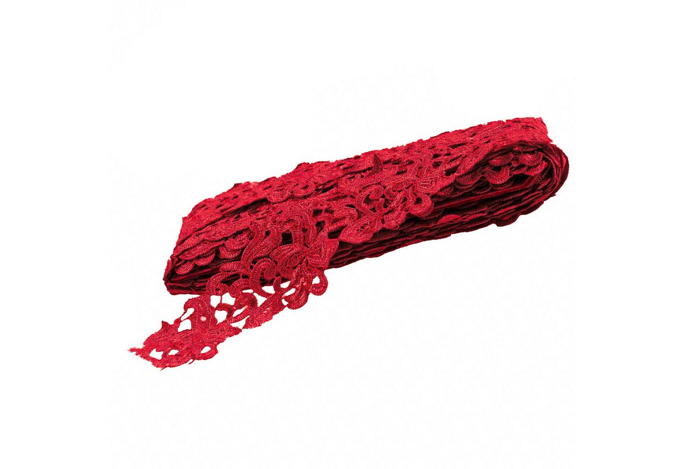 maDDma Spitzenband 1m / Meterware Spitzenborte Bestickte Spitze Spitzenband 75mm, rot Bild 2