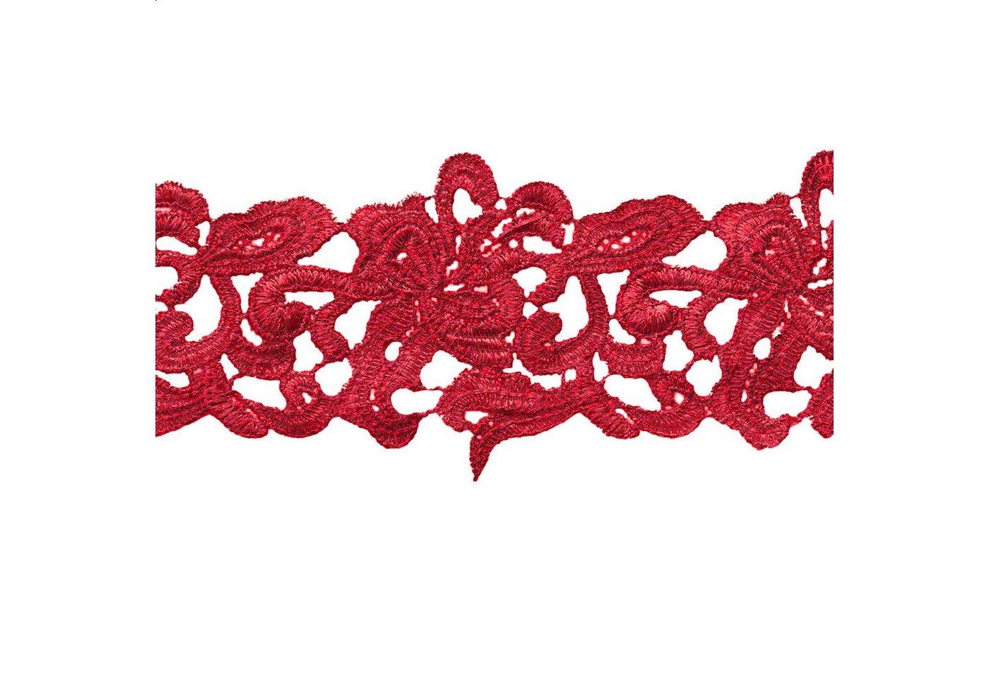 maDDma Spitzenband 1m / Meterware Spitzenborte Bestickte Spitze Spitzenband 75mm, rot Bild 4