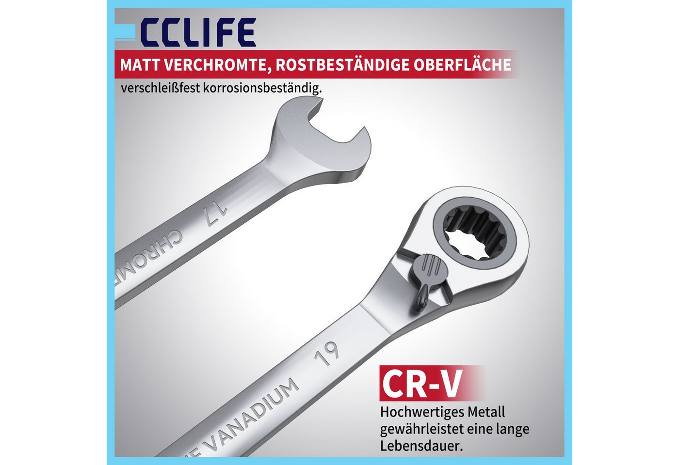 CCLIFE Gabel- und Ringschlüssel CCLIFE Umschaltbar Ratschenschluessel Satz Ringmaulschluessel (12 St) Bild 5
