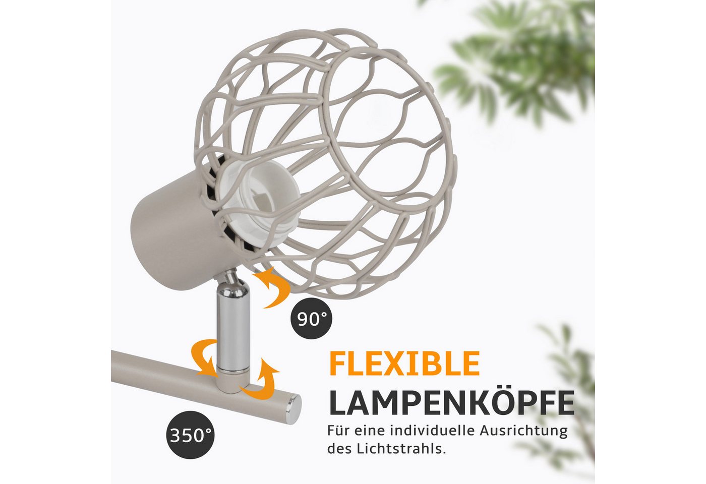 Nettlife Deckenstrahler E14 1/2/3/4flammig 350° schwenkbaren Spots moderner Deckenstrahler, ohne Leuchtmittel, individuell ausrichtbare Deckenleuchte für Wohnzimmer Küche Bild 5