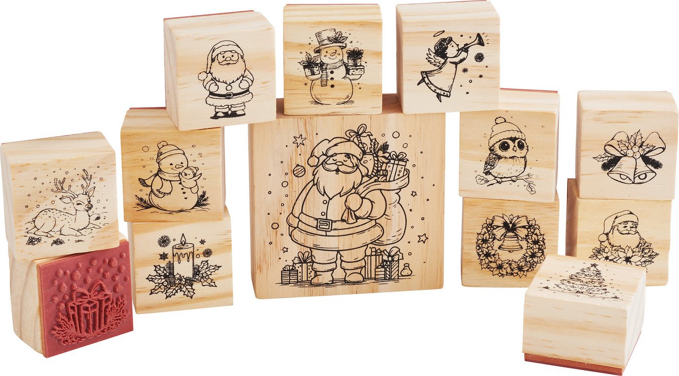 VBS Stempel Holzstempel-Set "Weihnachten", 13 Motive