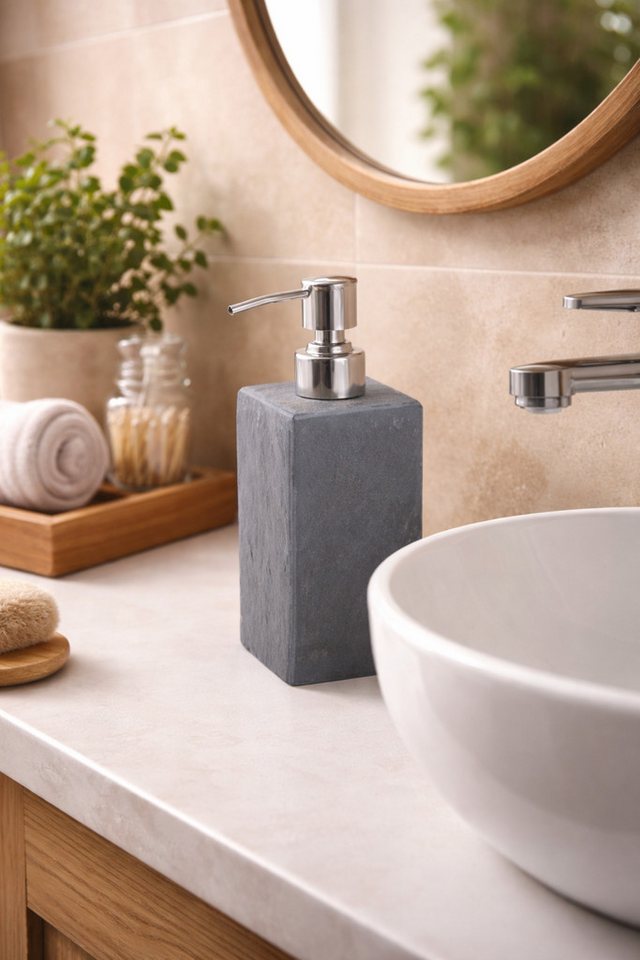 houseproud Seifenspender Slate Cubic Seifenspender, kubisch zusammengesetzter Schieferstein Bild 2