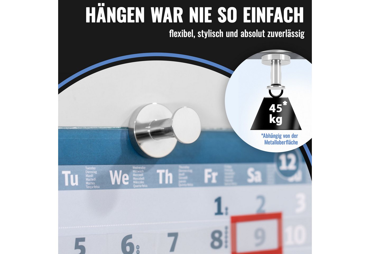 Poppstar Magnethalter (4-St), Haftkraft: 45 kg, Länge: 40mm, Durchmesser Basis: 36mm Bild 3