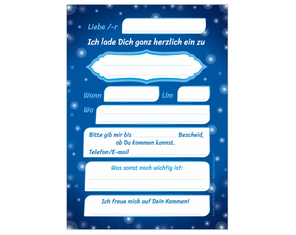 JUNAPACK Einladungskarten Fee Einladungen zum Kindergeburtstag Karten Mädchen Feen blau, Einladungskarten mit Fee zum Kindergeburtstag Bild 2