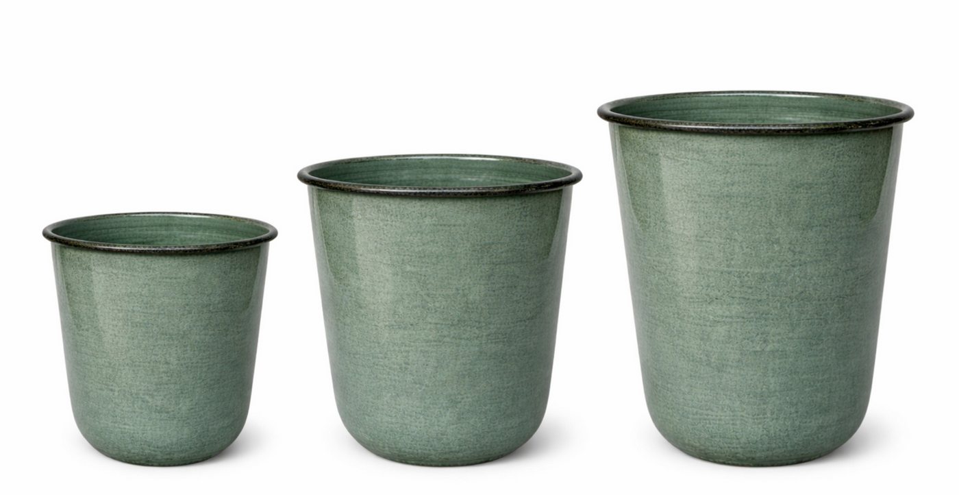 finehomegarden Pflanzkübel Metall Kübel Pflanzgefäß grün Pflanztopf Ø26+28+32cm Blumenkübel (1 St), Pflanzschale Blumentopf Garten 3Größen wählbar / Paket