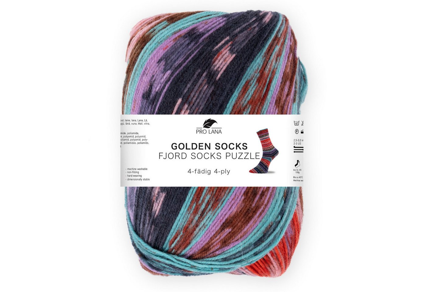 Pro Lana FJORD SOCKS PUZZLE Häkelwolle, 420 m (Stricken wird zu einem Abenteuer der Farben und Formen), 100 g