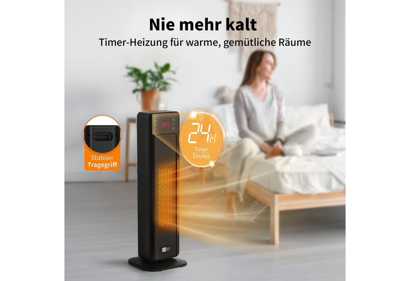 AECO Heizlüfter EcoHeat Boost, Fernbedienung,Lüfterfunktion,Oszillation,LED Touch-Display, 24h-Timer Bild 2