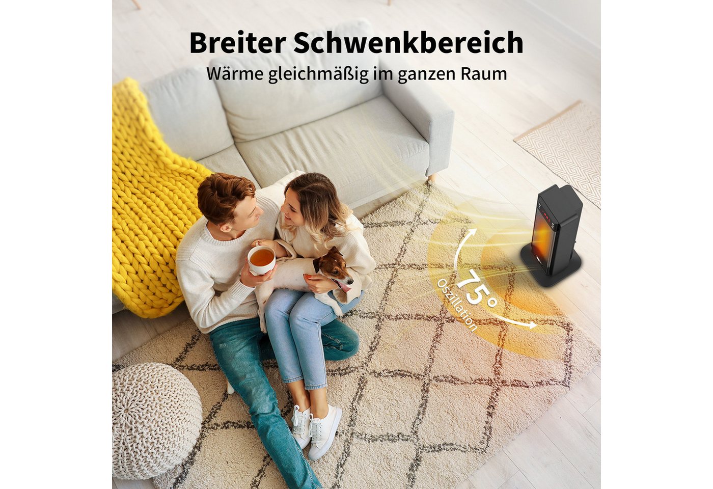 AECO Heizlüfter EcoHeat Boost, Fernbedienung,Lüfterfunktion,Oszillation,LED Touch-Display, 24h-Timer Bild 5
