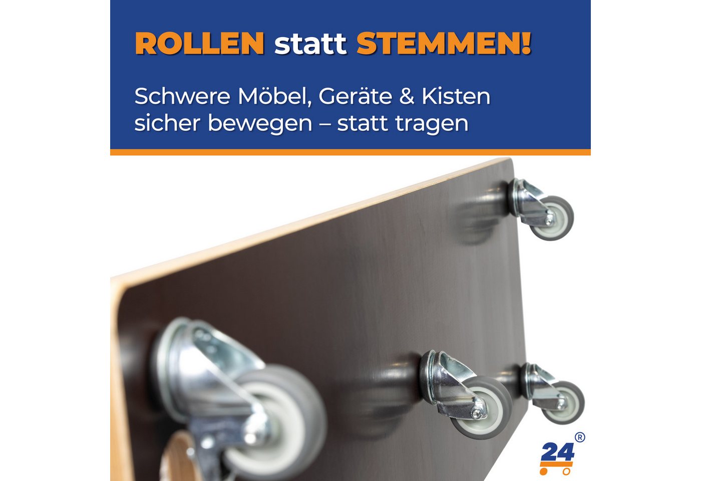 Rollbrett24 Transportroller Lastenmeter 100x30cm - 180kg Traglast, Möbel & Umzug, (1-St., 1 Meter langes Rollbrett für sperrige Gegenstände), praktische Transporthilfe für sperrige Gegenstände Bild 5