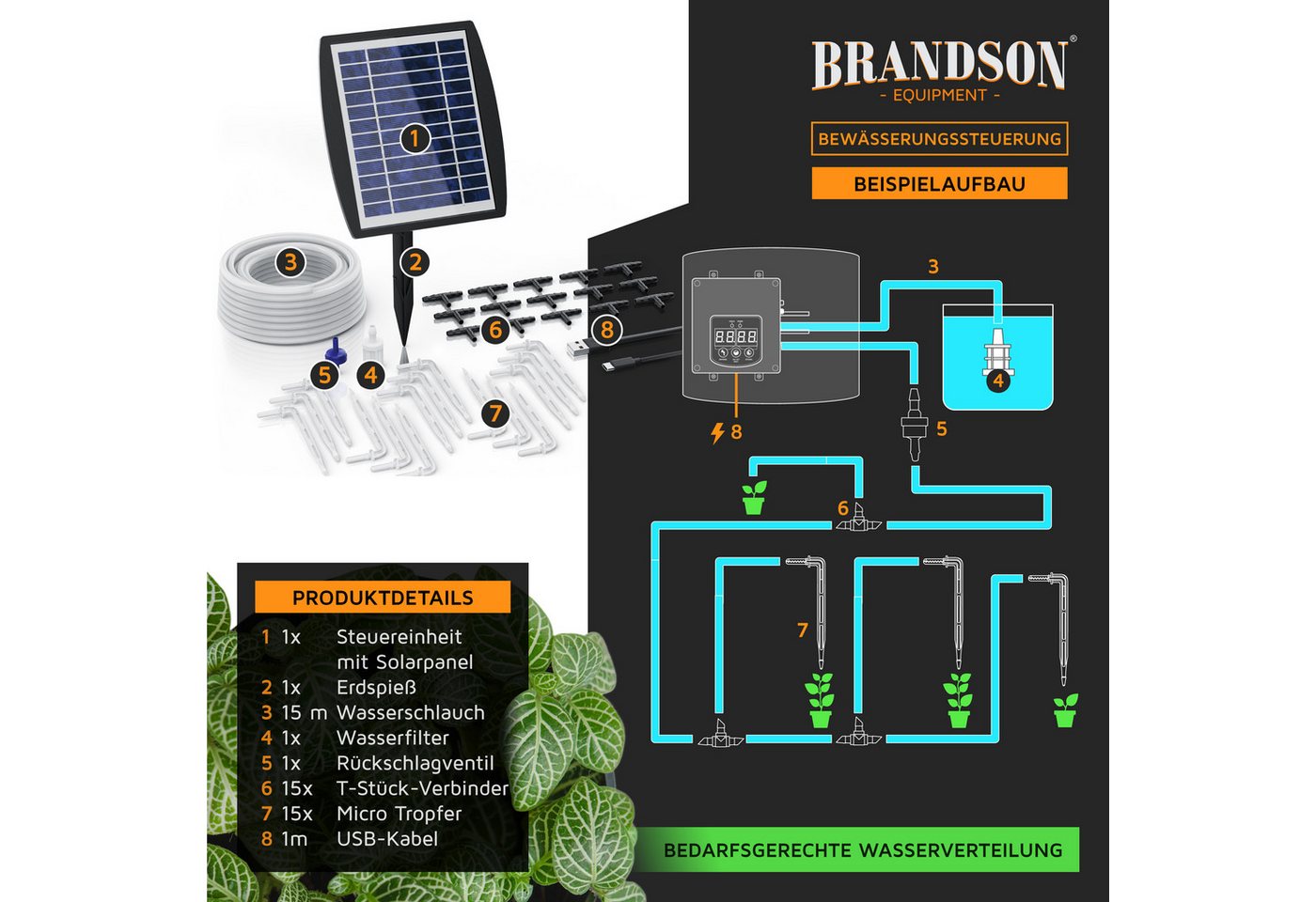Brandson Bewässerungssteuerung Automatische Bewässerung für Zimmerpflanzen, Wasservolumen einstellbar, (35-tlg) Bild 4
