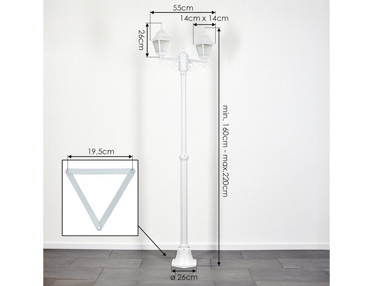 hofstein Außen-Stehlampe moderne Wegeleuchte aus Metall/Glas in Weiß/Milchglas, ohne Leuchtmittel, Kandelaber, Gartenbeleuchtung IP44, 2x E27, ohne Leuchtmittel Bild 2