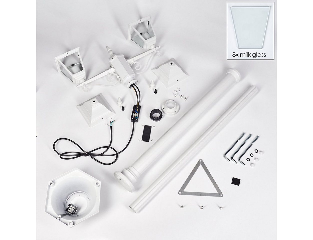 hofstein Außen-Stehlampe moderne Wegeleuchte aus Metall/Glas in Weiß/Milchglas, ohne Leuchtmittel, Kandelaber, Gartenbeleuchtung IP44, 2x E27, ohne Leuchtmittel Bild 3