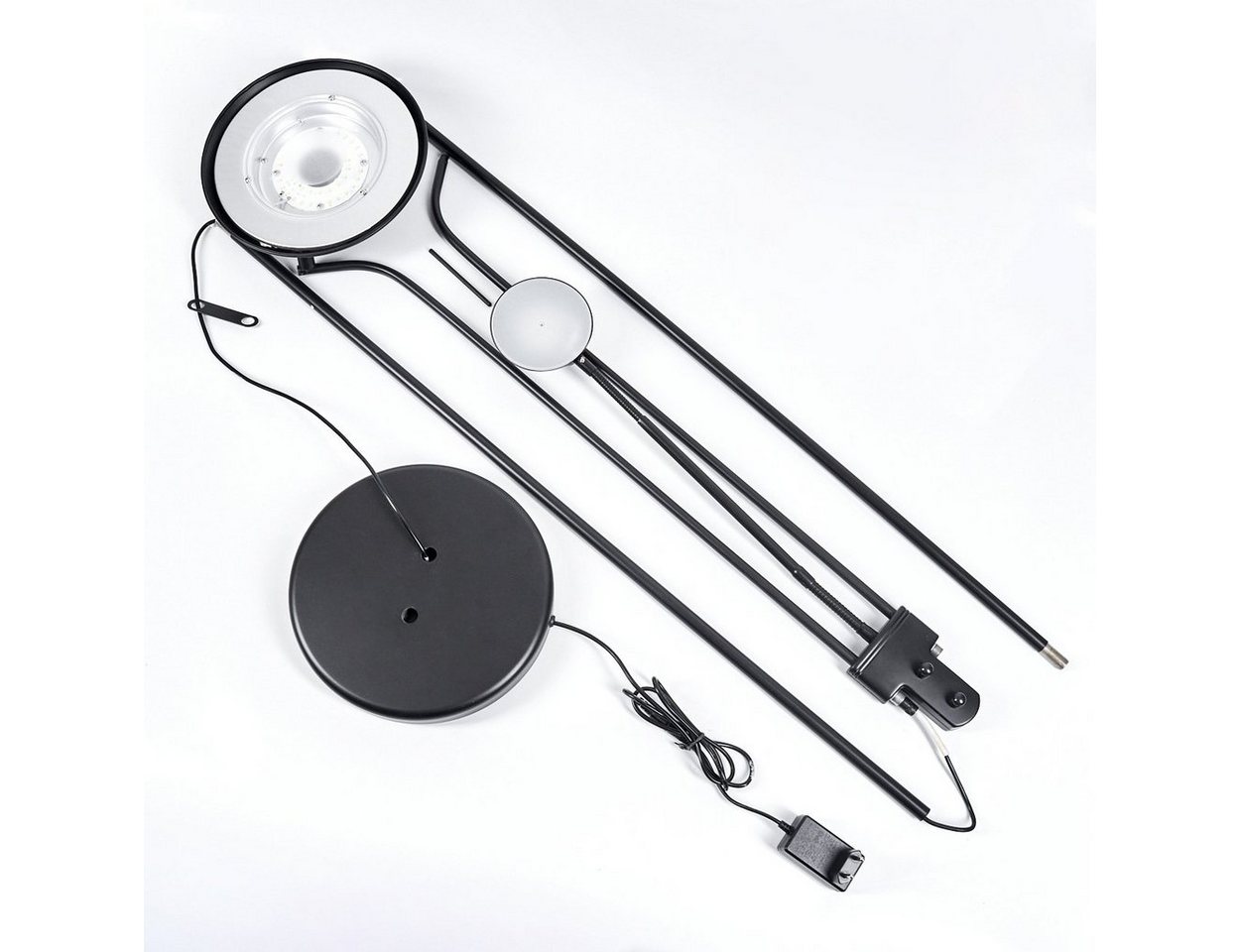 hofstein Stehlampe moderne Bodenlampe aus Metall/Glas in Schwarz/Weiß, LED fest integriert, 3000 Kelvin, verstellbare Stehlampe, 2070 Lumen, dimmbar über An-/Ausschalter Bild 2