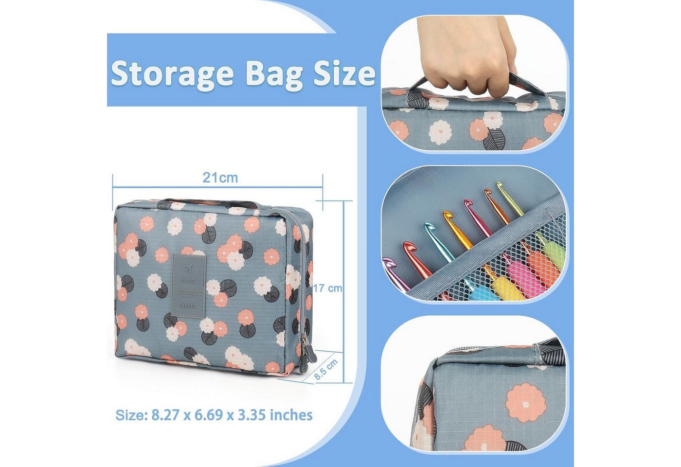LuxusKollektion Häkelnadeln Blaue Häkelset Anfänger Häkelnadel Häkeltasche Starter Anleitung Garne Bild 5